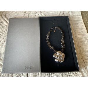 Yang Lay 16 Inch Necklace with Silver Rose Pendant